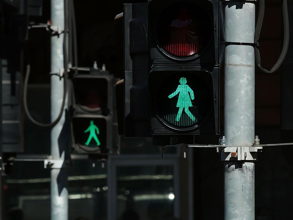 Female Pedestrian Crossing